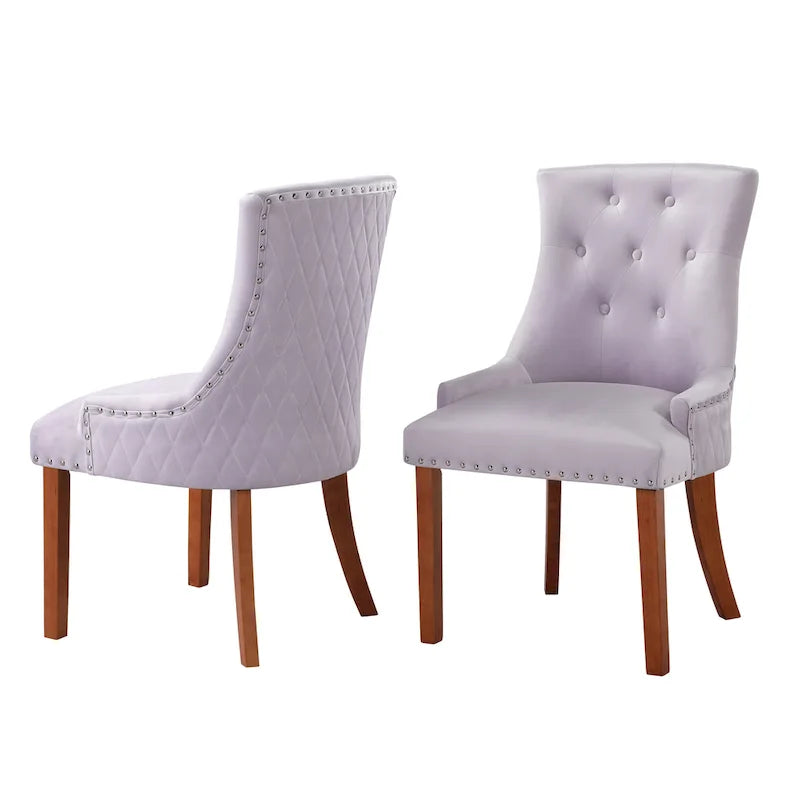 Chaises de salle à manger Flohr en velours capitonné Silver Orchid (lot de 2)