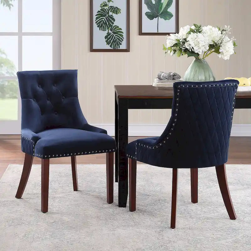 Chaises de salle à manger Flohr en velours capitonné Silver Orchid (lot de 2)