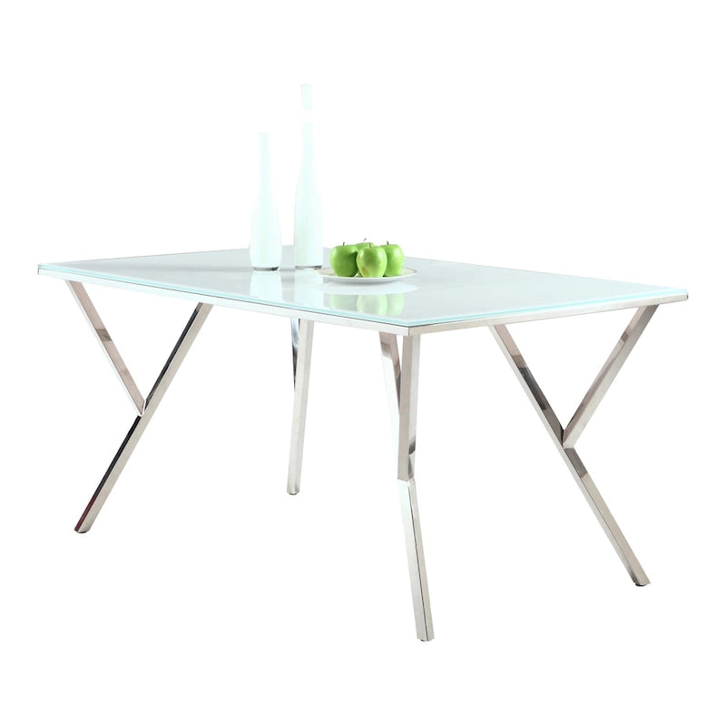Table de salle à manger en verre Somette White Starphire de 61 pouces