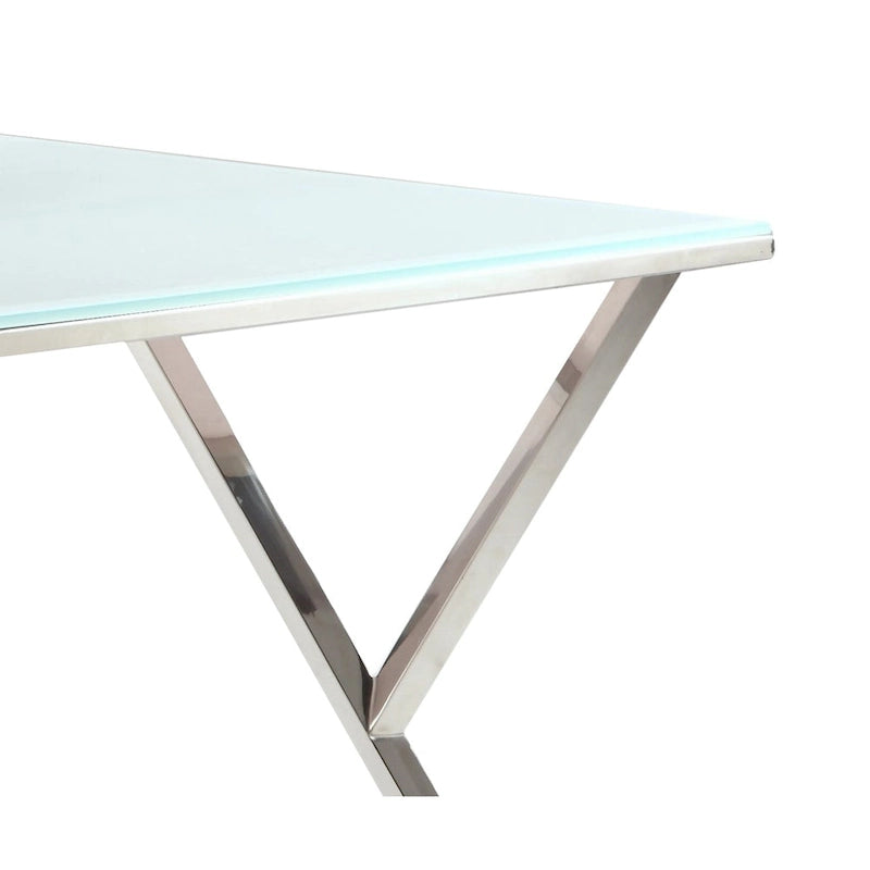 Table de salle à manger en verre Somette White Starphire de 61 pouces