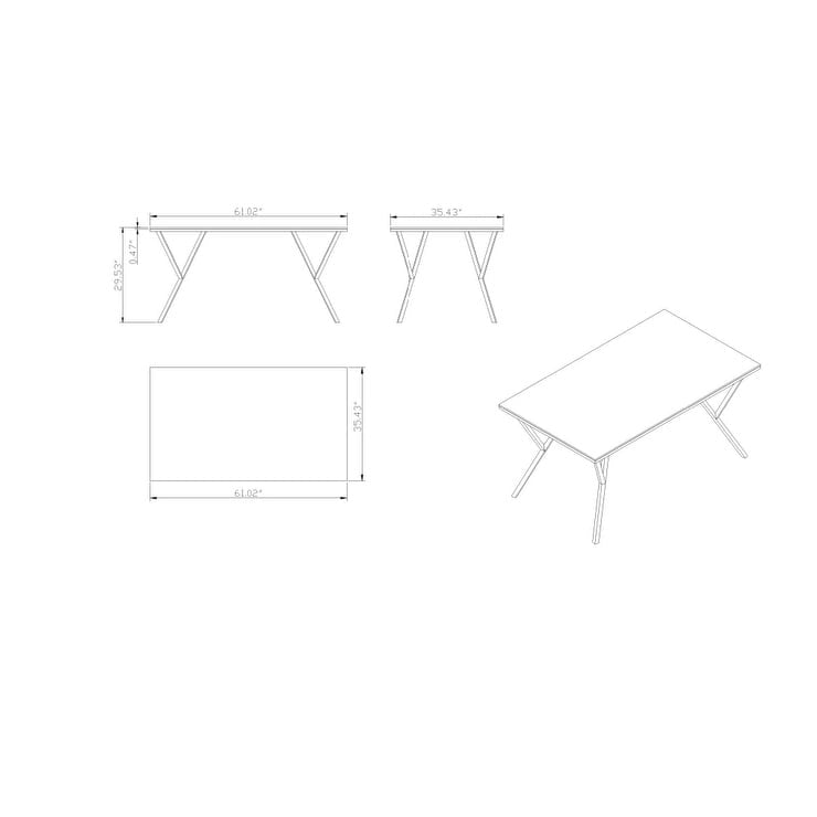 Table de salle à manger en verre Somette White Starphire de 61 pouces