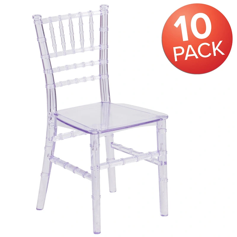 Chaises Chiavari empilables en résine pour enfants, idéales pour les événements formels (lot de 10)