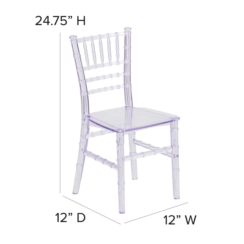 Chaises Chiavari empilables en résine pour enfants, idéales pour les événements formels (lot de 10)