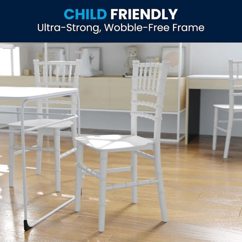 Chaises Chiavari empilables en résine pour enfants, idéales pour les événements formels (lot de 10)