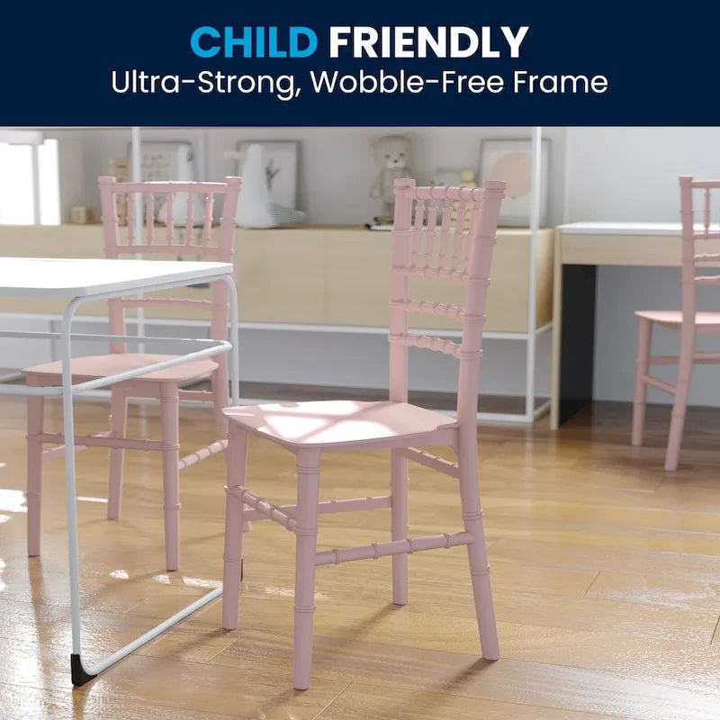 Chaises Chiavari empilables en résine pour enfants, idéales pour les événements formels (lot de 10)