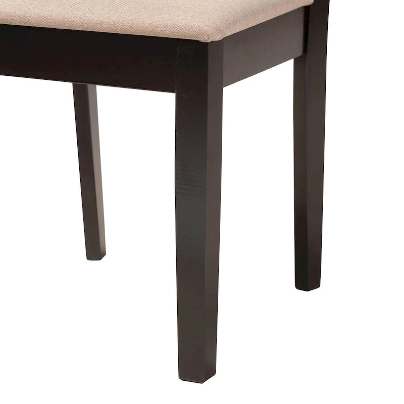 Ensemble de salle à manger Olympia moderne, recouvert de tissu et en bois finition marron