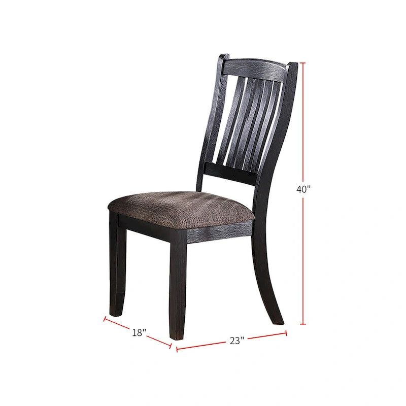 Chaises d'appoint rembourrées en tissu couleur café foncé, noires (lot de 2)