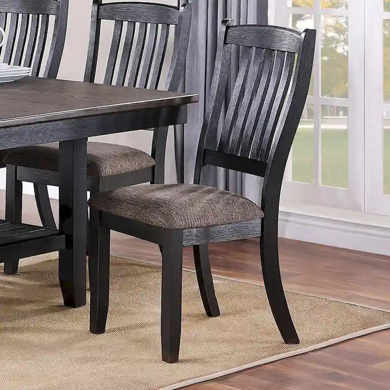 Chaises d'appoint rembourrées en tissu couleur café foncé, noires (lot de 2)