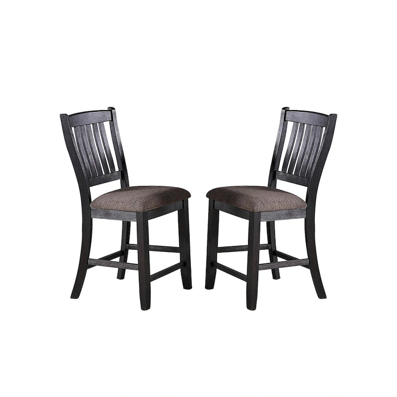 Chaises d'appoint rembourrées en tissu couleur café foncé, noires (lot de 2)