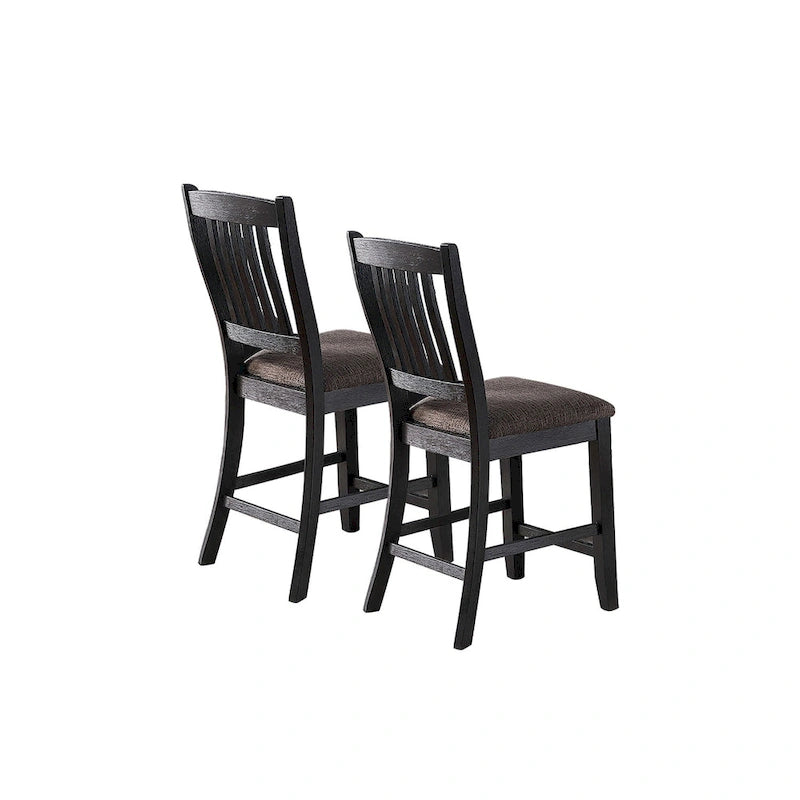 Chaises d'appoint rembourrées en tissu couleur café foncé, noires (lot de 2)