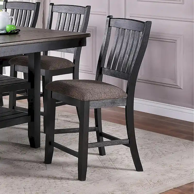 Chaises d'appoint rembourrées en tissu couleur café foncé, noires (lot de 2)