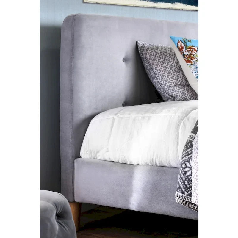 Lit plateforme en tissu Celene de style moderne du milieu du siècle, format queen, de Furniture of America