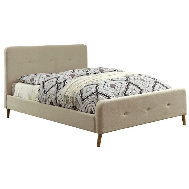 Lit plateforme en tissu Celene de style moderne du milieu du siècle, format queen, de Furniture of America
