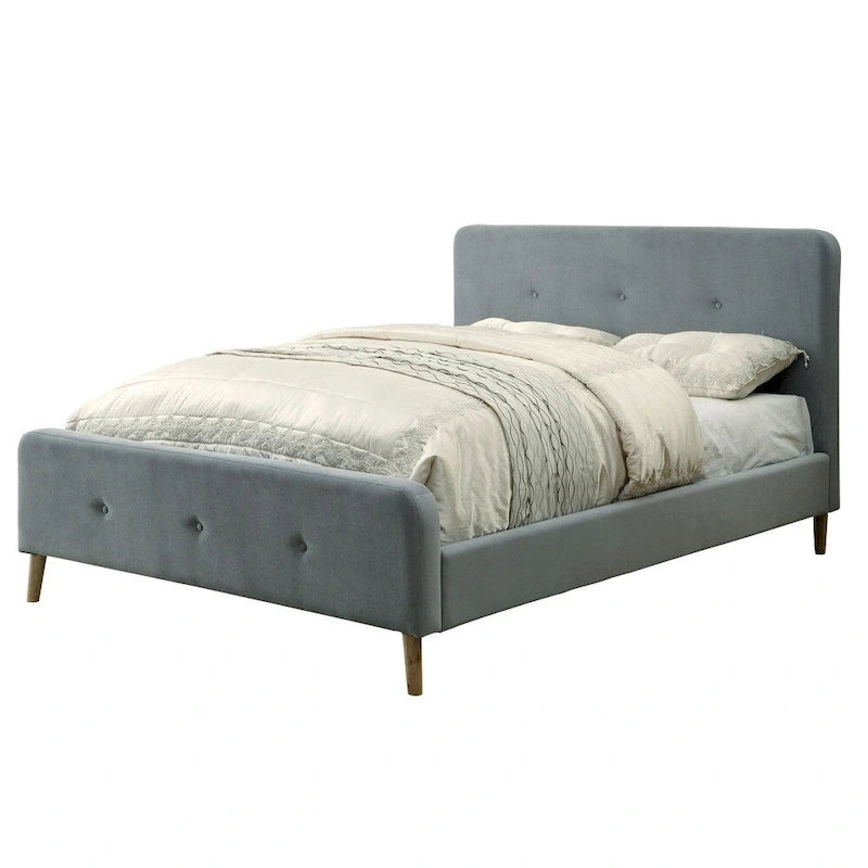 Lit plateforme en tissu Celene de style moderne du milieu du siècle, format queen, de Furniture of America