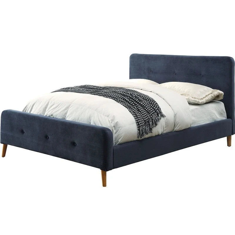 Lit plateforme en tissu Celene de style moderne du milieu du siècle, format queen, de Furniture of America