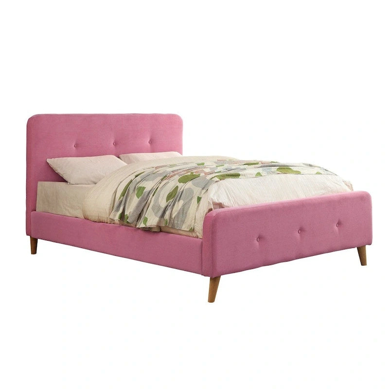 Lit plateforme en tissu Celene de style moderne du milieu du siècle, format queen, de Furniture of America