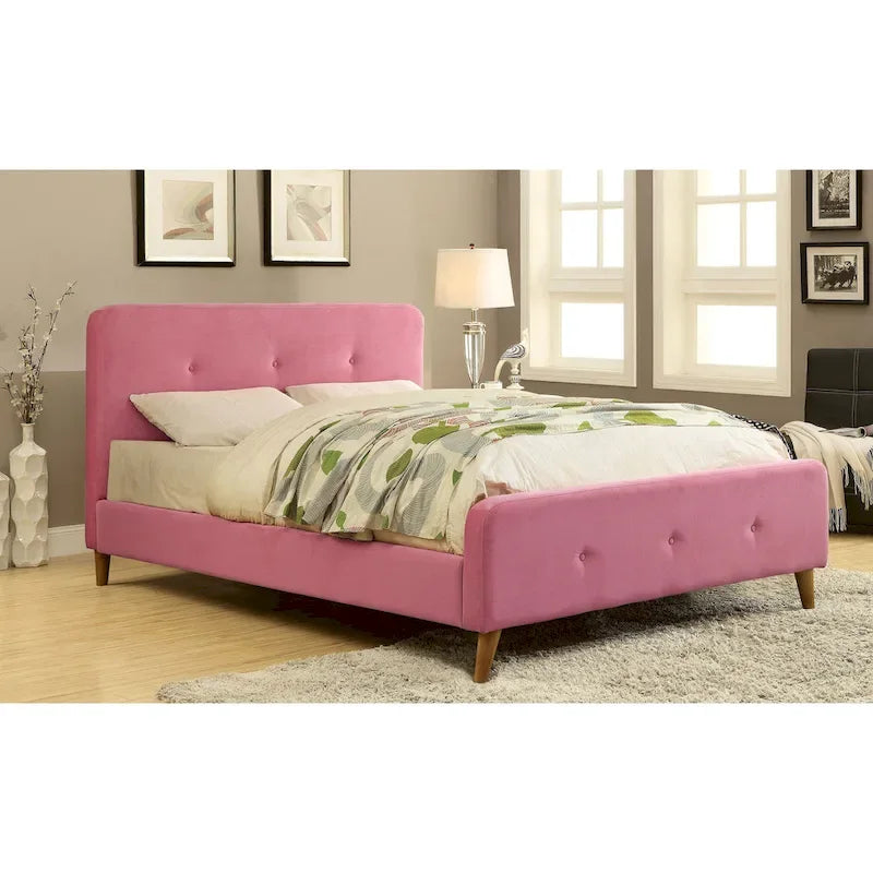 Lit plateforme en tissu Celene de style moderne du milieu du siècle, format queen, de Furniture of America