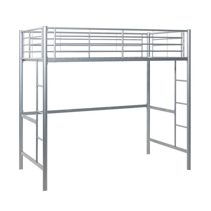Lit mezzanine double de luxe en métal argenté Middlebrook Abner