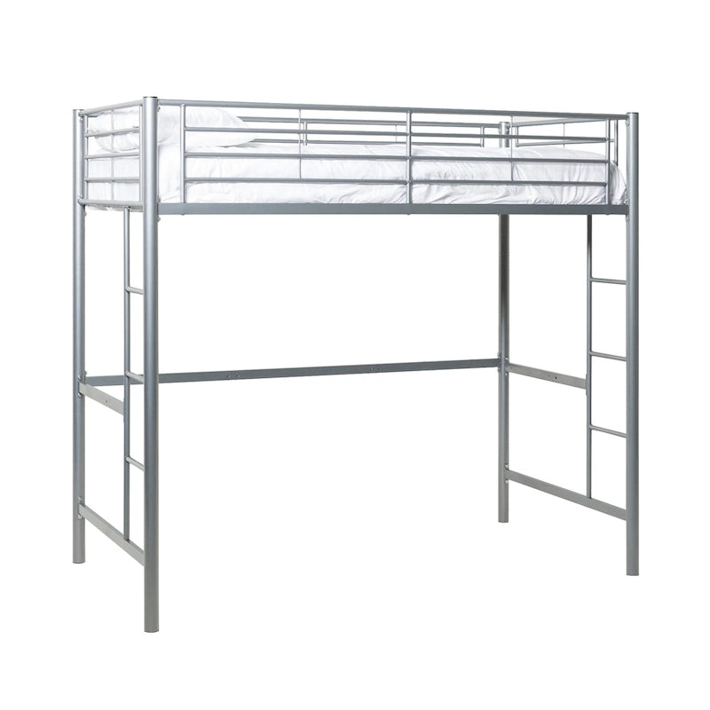 Lit mezzanine double de luxe en métal argenté Middlebrook Abner