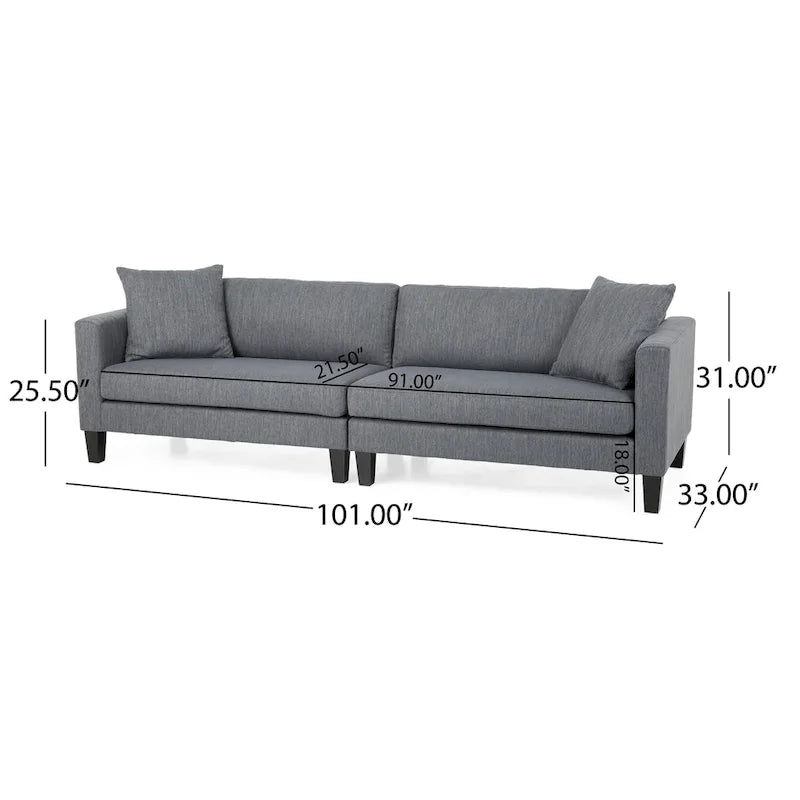 Canapé 4 places contemporain en tissu Clemons avec coussins décoratifs par Christopher Knight Home