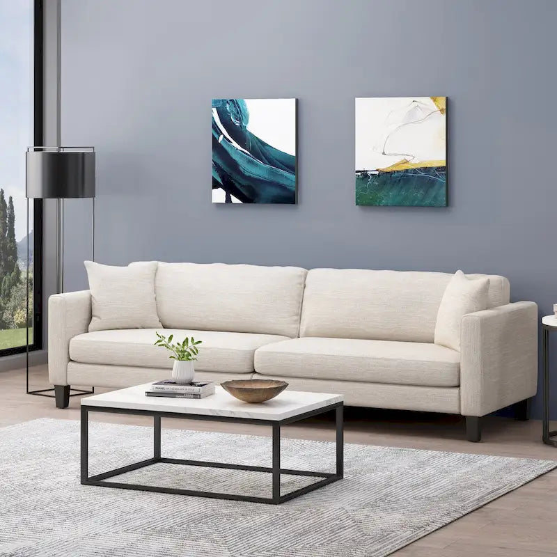 Canapé 4 places contemporain en tissu Clemons avec coussins décoratifs par Christopher Knight Home