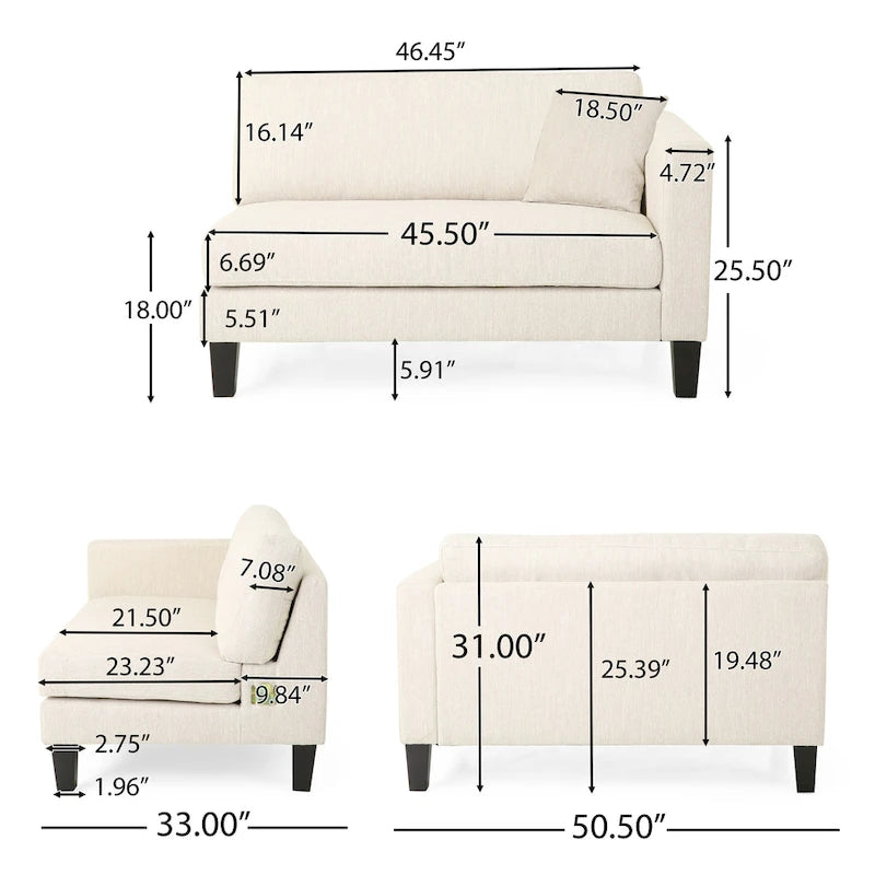 Canapé 4 places contemporain en tissu Clemons avec coussins décoratifs par Christopher Knight Home