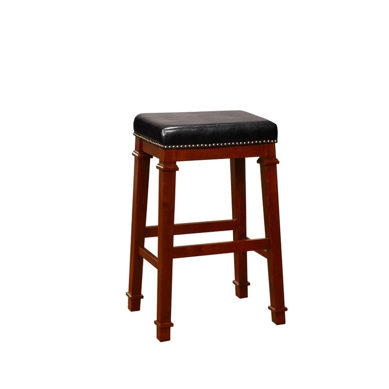 Tabouret de bar Linon Elle en similicuir noir sans dossier, 79 cm (31,01 pouces).