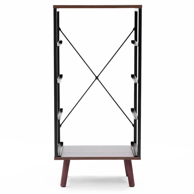 Commode d'appoint à 4 tiroirs en bois manufacturé noir avec accents bruns