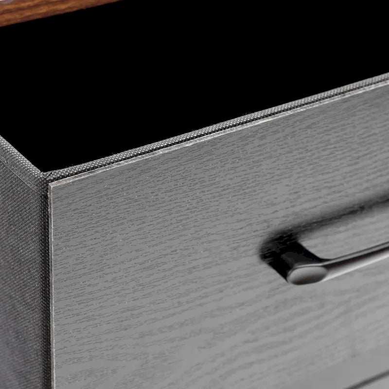 Commode d'appoint à 4 tiroirs en bois manufacturé noir avec accents bruns