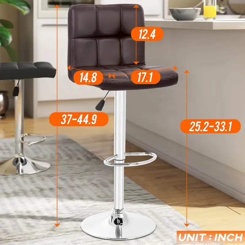 Tabourets de bar pivotants modernes Orson en cuir PU, hauteur réglable, de Furniture of America (lot de 2)