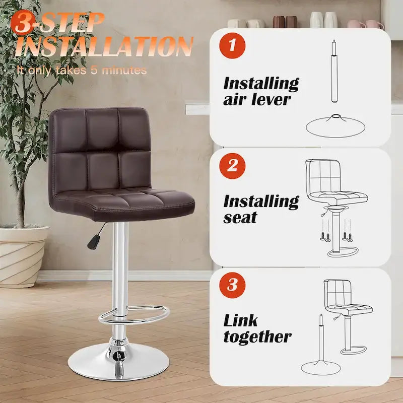 Tabourets de bar pivotants modernes Orson en cuir PU, hauteur réglable, de Furniture of America (lot de 2)