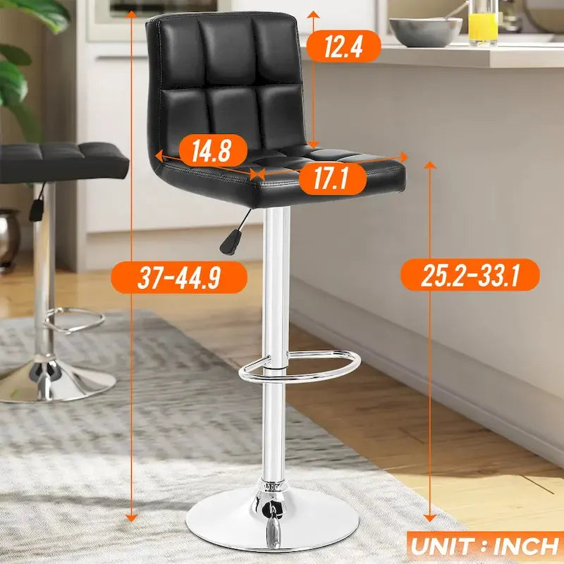 Tabourets de bar pivotants modernes Orson en cuir PU, hauteur réglable, de Furniture of America (lot de 2)