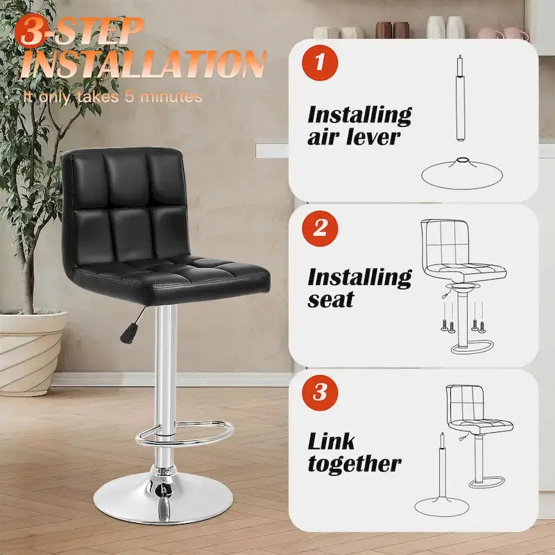 Tabourets de bar pivotants modernes Orson en cuir PU, hauteur réglable, de Furniture of America (lot de 2)