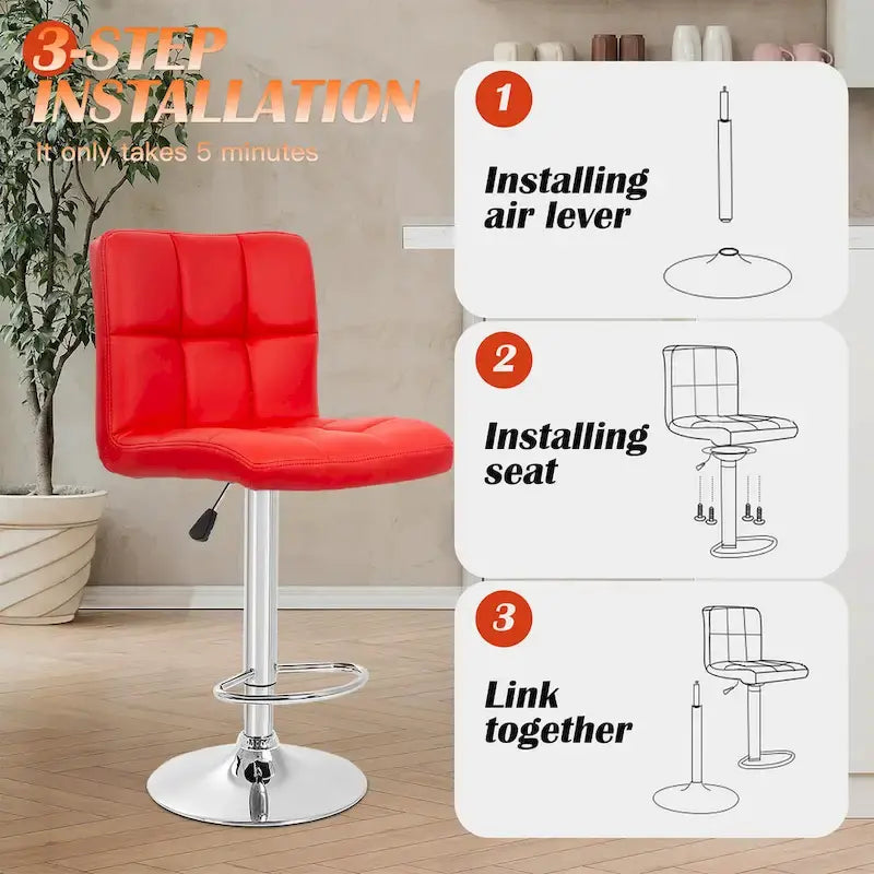 Tabourets de bar pivotants modernes Orson en cuir PU, hauteur réglable, de Furniture of America (lot de 2)