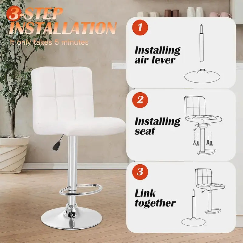 Tabourets de bar pivotants modernes Orson en cuir PU, hauteur réglable, de Furniture of America (lot de 2)