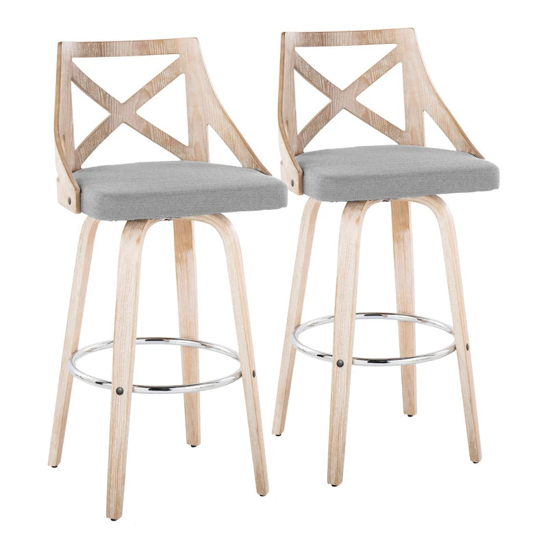 Tabouret de bar à hauteur fixe Gray Barn Charlotte 30 avec pieds en bois courbé (lot de 2)