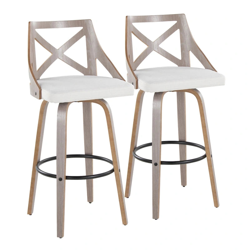 Tabouret de bar à hauteur fixe Gray Barn Charlotte 30 avec pieds en bois courbé (lot de 2)