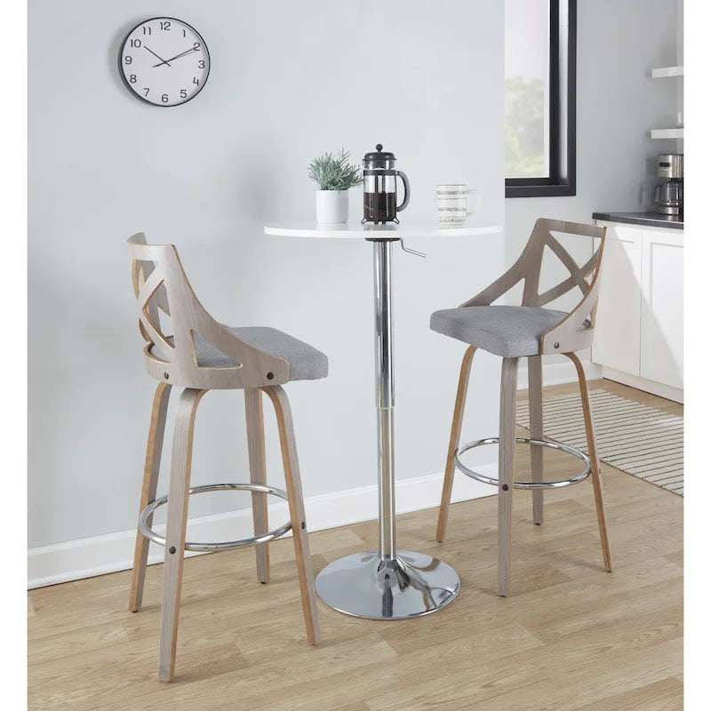 Tabouret de bar à hauteur fixe Gray Barn Charlotte 30 avec pieds en bois courbé (lot de 2)