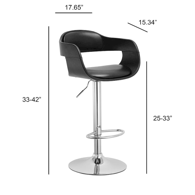 Tabouret de bar pivotant et réglable en bois et métal marron, style moderne du milieu du siècle