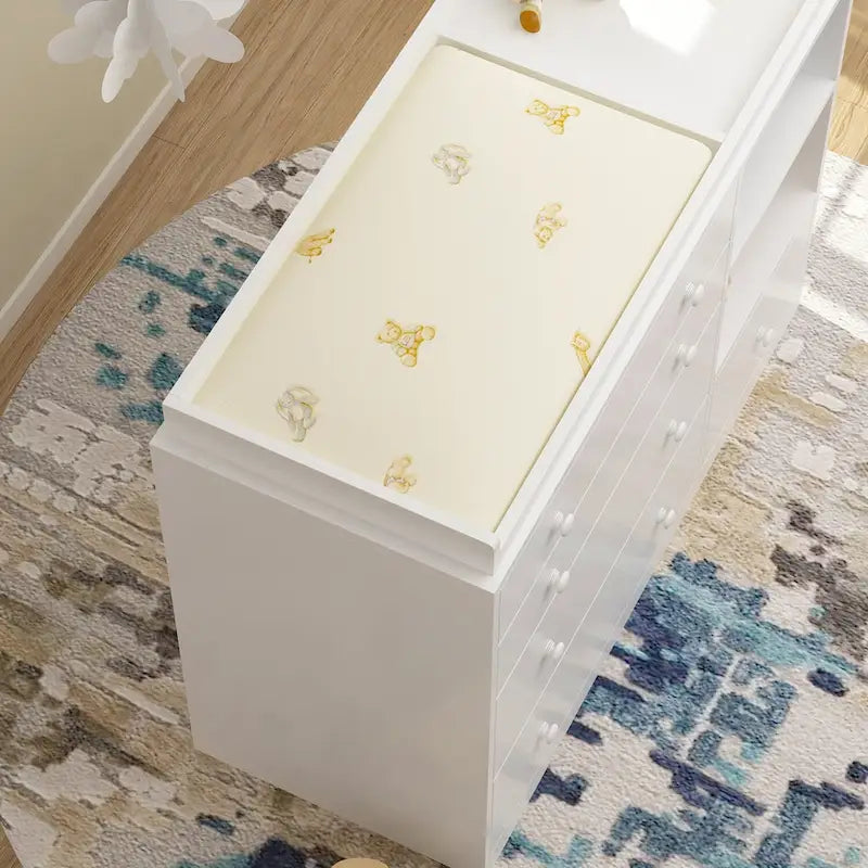 Commode à langer Timechee 47, tiroirs robustes, meuble blanc