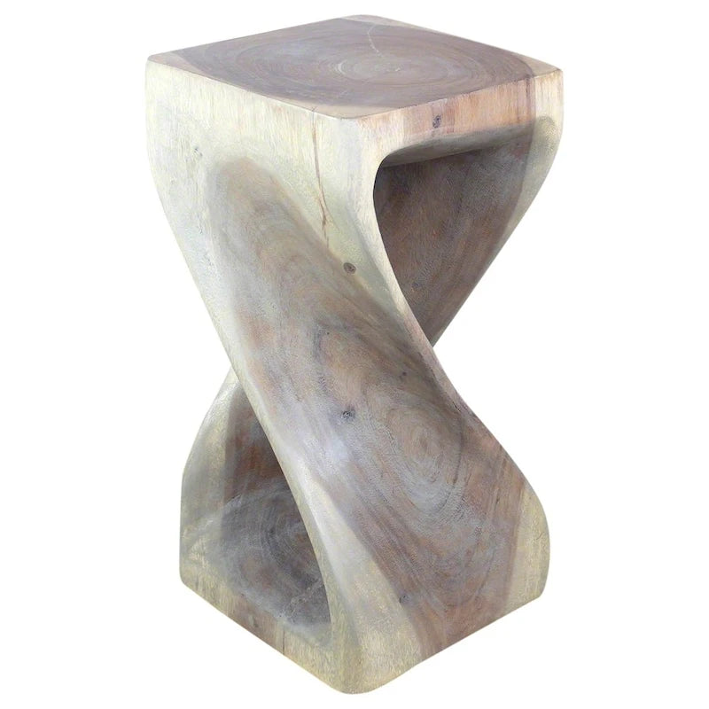 Tabouret Haussmann Original Wood Twist 12 x 12 x 23 po, finition gris huilé