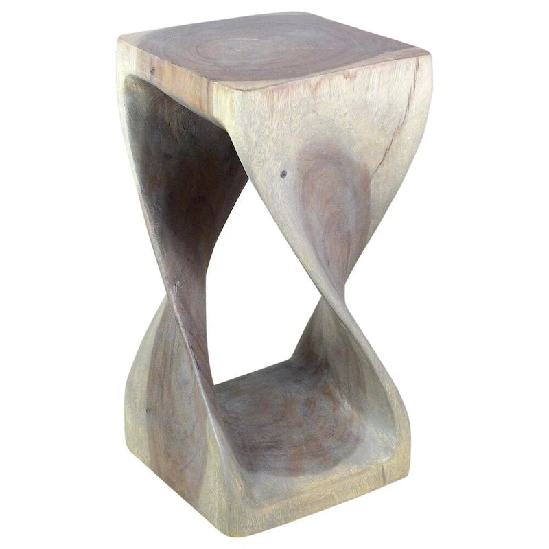 Tabouret Haussmann Original Wood Twist 12 x 12 x 23 po, finition gris huilé