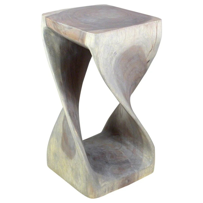 Tabouret Haussmann Original Wood Twist 12 x 12 x 23 po, finition gris huilé