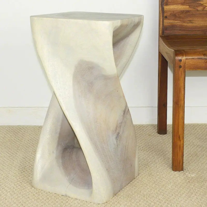Tabouret Haussmann Original Wood Twist 12 x 12 x 23 po, finition gris huilé