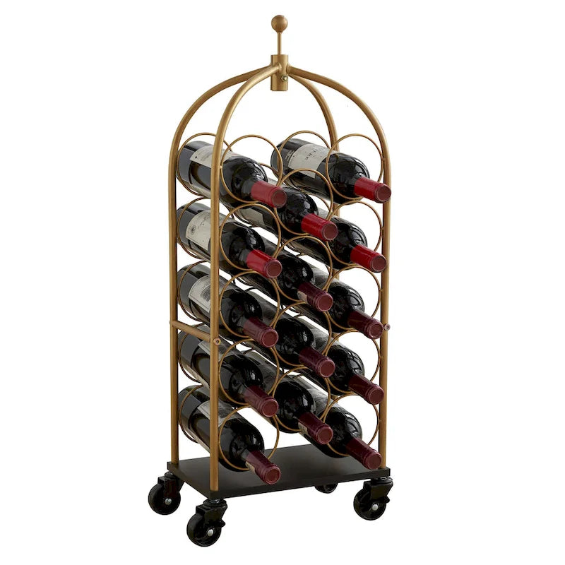 Chariot à bagages autoportant avec porte-bouteilles et supports à vin