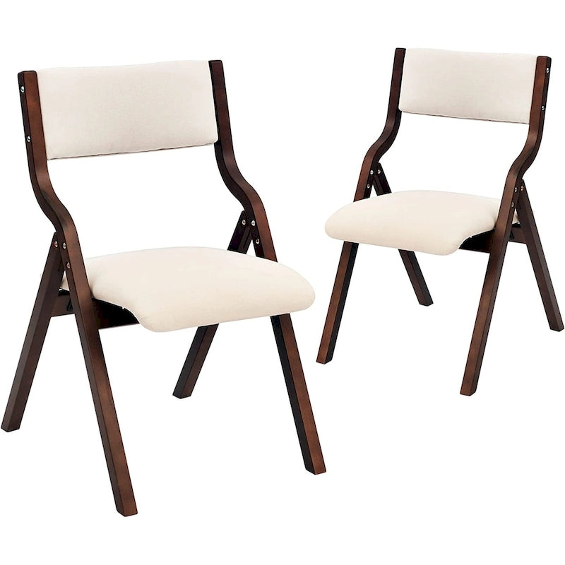 Ensemble de 2 chaises de salle à manger pliables avec assise rembourrée, beige
