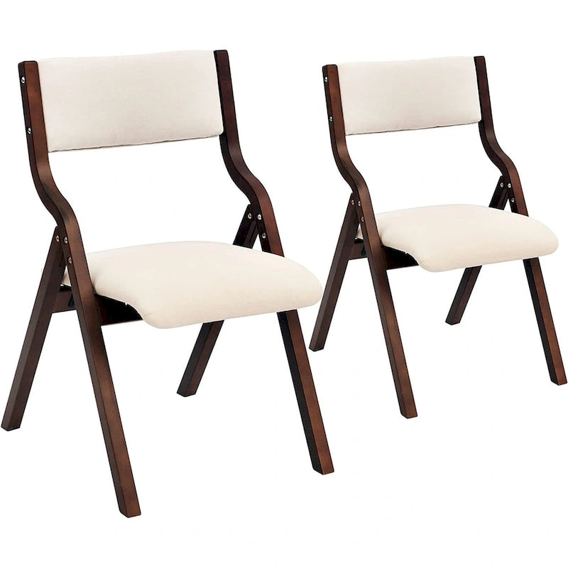 Ensemble de 2 chaises de salle à manger pliables avec assise rembourrée, beige