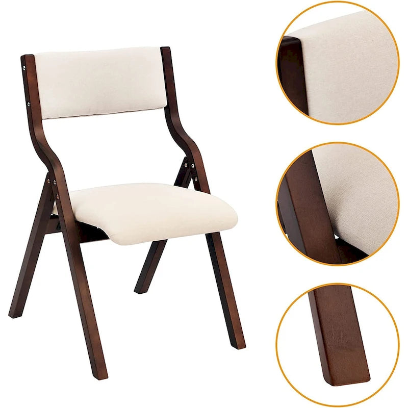 Ensemble de 2 chaises de salle à manger pliables avec assise rembourrée, beige