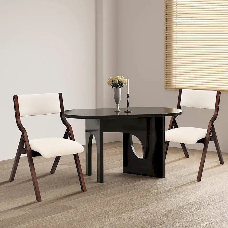 Ensemble de 2 chaises de salle à manger pliables avec assise rembourrée, beige