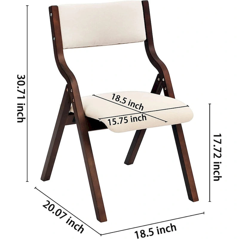Ensemble de 2 chaises de salle à manger pliables avec assise rembourrée, beige